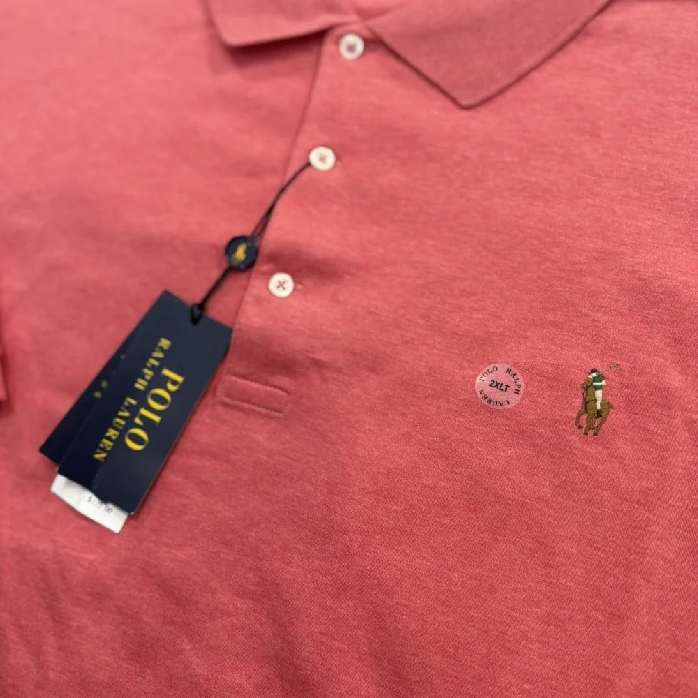 Polo Ralph Lauren Polo Shirt Mens 2XLT Heather Pink Soft Cotton Classic Fit Golf
